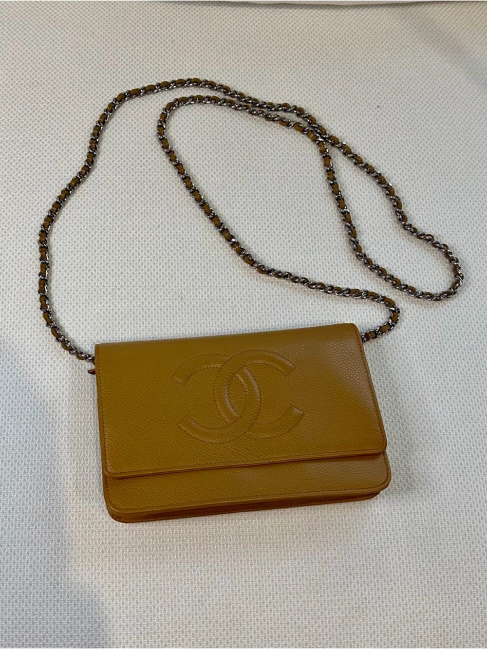 Chanel Dark Beige Caviar Wallet on Chain WOC Silver Hardware Crossbody Bag - Picture 4 of 11